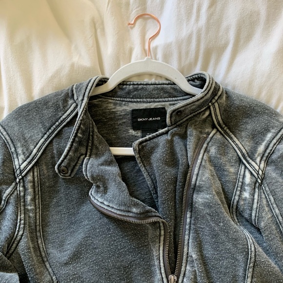 Moto Jacket DKNY Jeans Small Vintage Coat Top - Picture 3 of 4